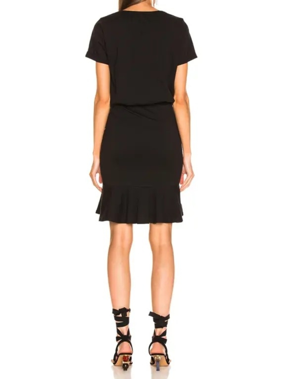 Veronica Beard Black Short-Sleeve Ruffle-Hem Mini Dress